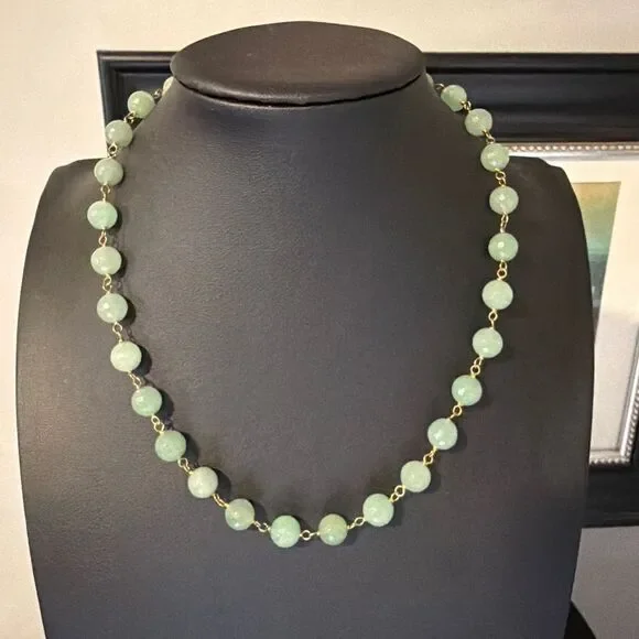 16" Chan Luu faceted 8mm, jadeite jade and gold over sterling silver necklace! - Picture 11 of 14